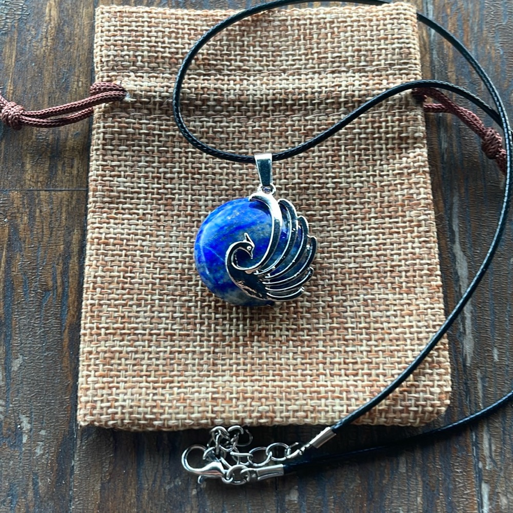 Lapis Lazuli Necklace Lapis Lazuli Pendant Phoenix Lapis Crystal Necklace